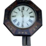 Brass inlaid octagonal wall clock, untested, approximate measurements: 14inches by 14 inches