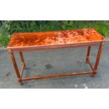 Mahogany console table measures approximately 27 inches tall 48 inches wide 16 inches depth