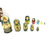 Vintage wooden hand painted Russian doll signed at the bottom, and 1 other