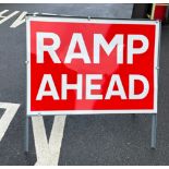 Two road signs ' Ramp ahead' measures approx 42 inches tall