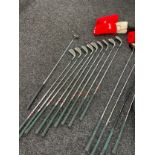 Set of Mcgregor golf clubs and Dinseeker wood bag