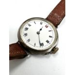 Vintage Gents silver trench style wrist watch the watch is ticking