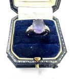 9ct white gold diamond and amethyst ring (3.6g)