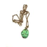 9ct gold turquoise nugget pendant necklace (4g)