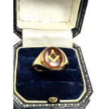 9ct Gold Vintage masonic Carnelian Ring (4.9g)