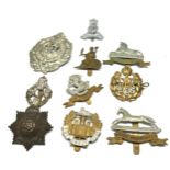 10 military cap badges inc lincolnshire -essex reg etc