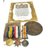 Irish ww1 death plaque & trio medals to Patrick Higgins 9th Bn Royal Dublin Fusiliers