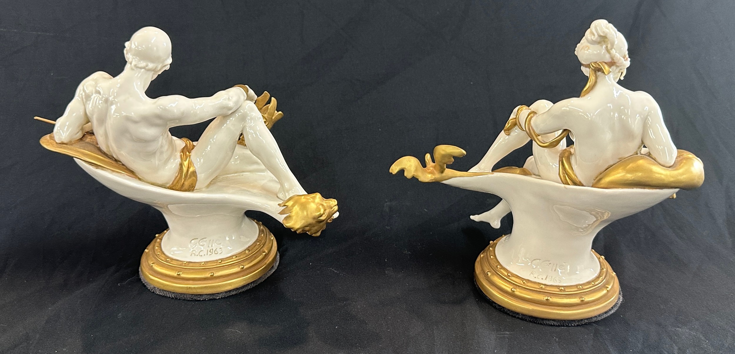 Pair of signed Guseppe Cappe Gelle capodimonte figures measures approximately 8 inches tall - Bild 8 aus 8