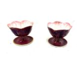 Pair of Maling floral pottery pieces measures approx 3.5 inches tall