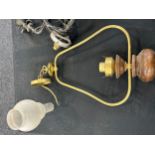 Selection of vintage and later light fittings includes vintage outdoor gas light etc