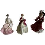 Selection 3 Royal Doulton ladies, to include Lady in Lace, First Dance and Figure of the year