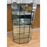 Brass framed glass display cabinet measures approx 25 inches tall by 14 inches wide