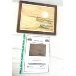 Framed signed Harwich Pier water colour with COA measures approximately 13 inches wide 11 inches