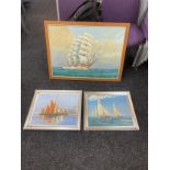 Selection of three framed Eric Hayson paintings, all signed, largest measures approximately 39