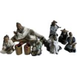 Selection of Mud man figures, largest measures: Height 8 inches, Depth 5.5 inches Length 12 inches