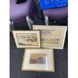 3 Signed framed paintings, largest measures approximately 20 inches tall 23 inches wide