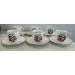 Royal Worcester fine bone china 6 piece cup and saucers