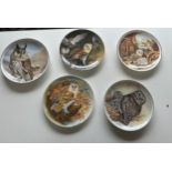Five decorative owl plates by Coalport