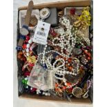 Box of assorted vintage costume jewellery