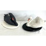 Two swans on stands from The Franklin Mint collection to include 'The 1987 Franklin Mint The Black
