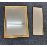 Two gilt framed mirrors largest measures approx 40 inches tall by 28.5 inches wide