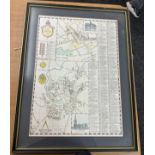 Large framed map of Market Harborough measures approx 28.5 tall by 21.5 wide