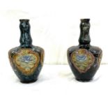 Pair of Royal Doulton Early stoneware vases height approximately 7.5 inches tall