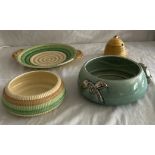 Selection of Clarice Cliff items to include a honey pot, bowl and plate