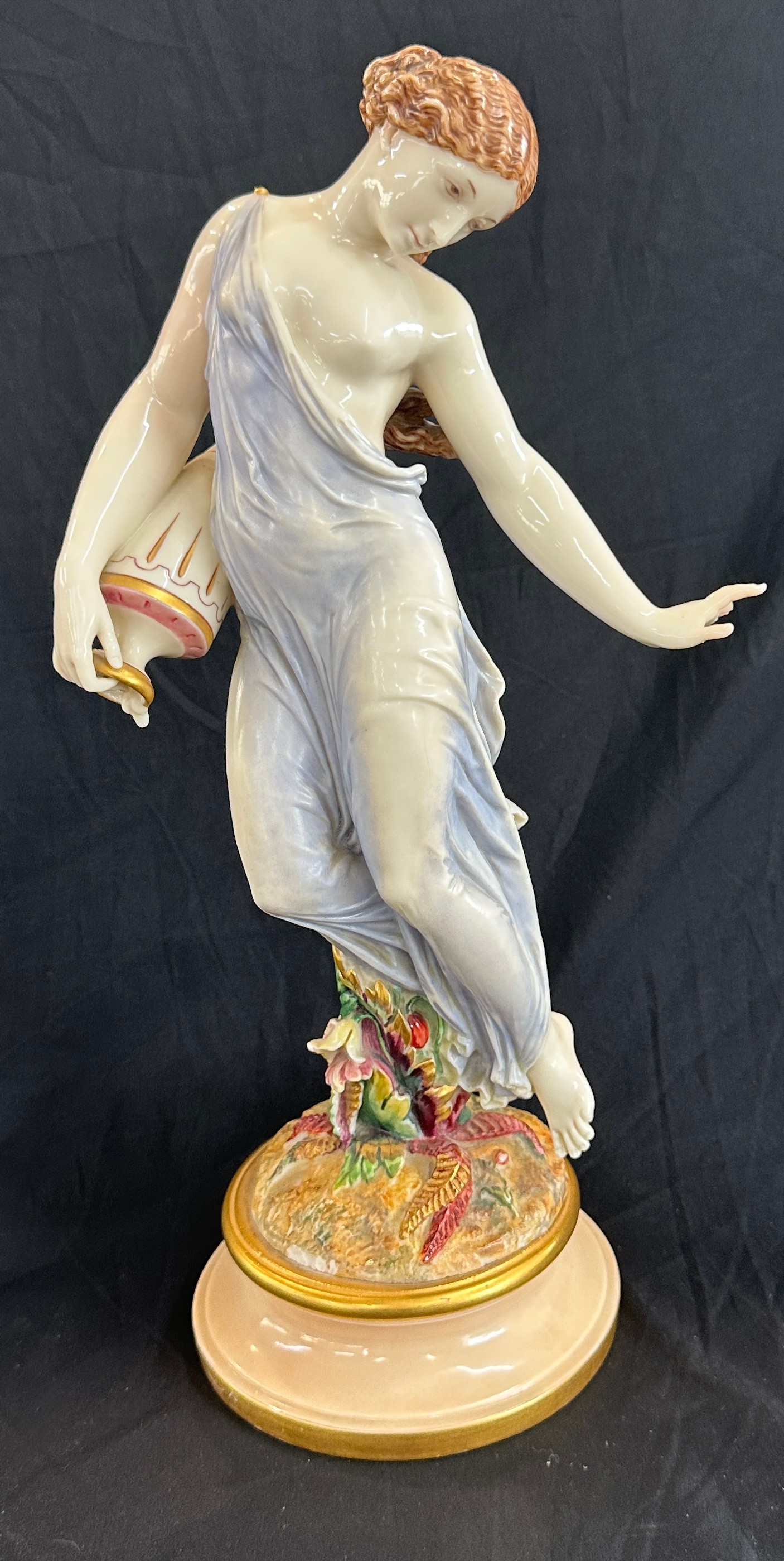 Vintage Meissen style lady figure, damaged height 16 inches tall