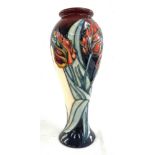 Vintage Moorcroft red Tulip pattern inverted baluster vase height approximately 11 inches tall