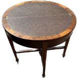 Mahogany half moon card table measures approx 32 inches wide and 22 inches tall