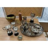 Selection of metal ware to include copper, brass and silver plated items