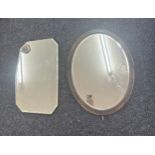 Two vintage mirrors one oval largest measures approx 26 inches tall by 20 inches wide