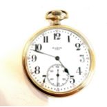 Gold plated Elgin pocket watch with screw back winds up and ticks