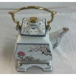 Franklin mint teapot "birds and flowers or the orient" designed by Naoko Nobata height 11 inches
