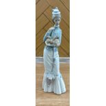 Vintage Lladro Figurine: Lady With Dog & An Umbrella measures approx 14 inches tall