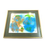 Unique framed signed oil pastel, frame measures approximately 15.5 inches by 19 inches