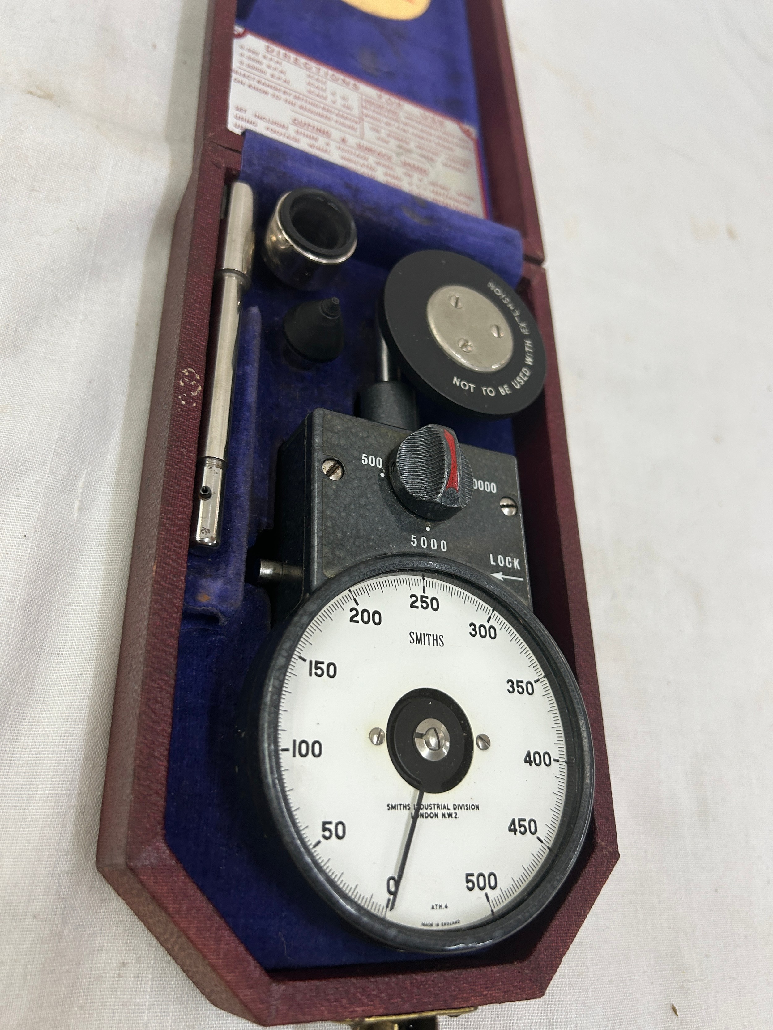 Vintage Smiths ath7 Rev Counter Industrial Tachometer RPM Gauge in Case - Bild 5 aus 5