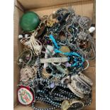 Box of assorted vintage costume jewellery