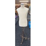 Vintage Tailors N.Y. TY. 5050 mannequin on wrought iron stand overall height approx 5 ft