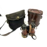 L Petit Fabe Paris binoculars and case and a G Battle and co binocular case