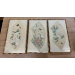 Three Japanese prints in Faux bamboo frames size 47cm by 28cm