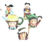 Selection of vintage character jugs to include Doulton and three beswick tea pots