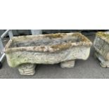 2 Stone garden troughs measures approximately 13.5 inches tall 29 inches wide 12 inches depth