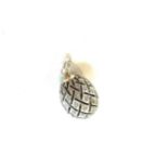 White metal enamel and paste set egg pendant charm. indistinct marks length 2cm