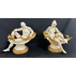 Pair of signed Guseppe Cappe Gelle capodimonte figures measures approximately 8 inches tall