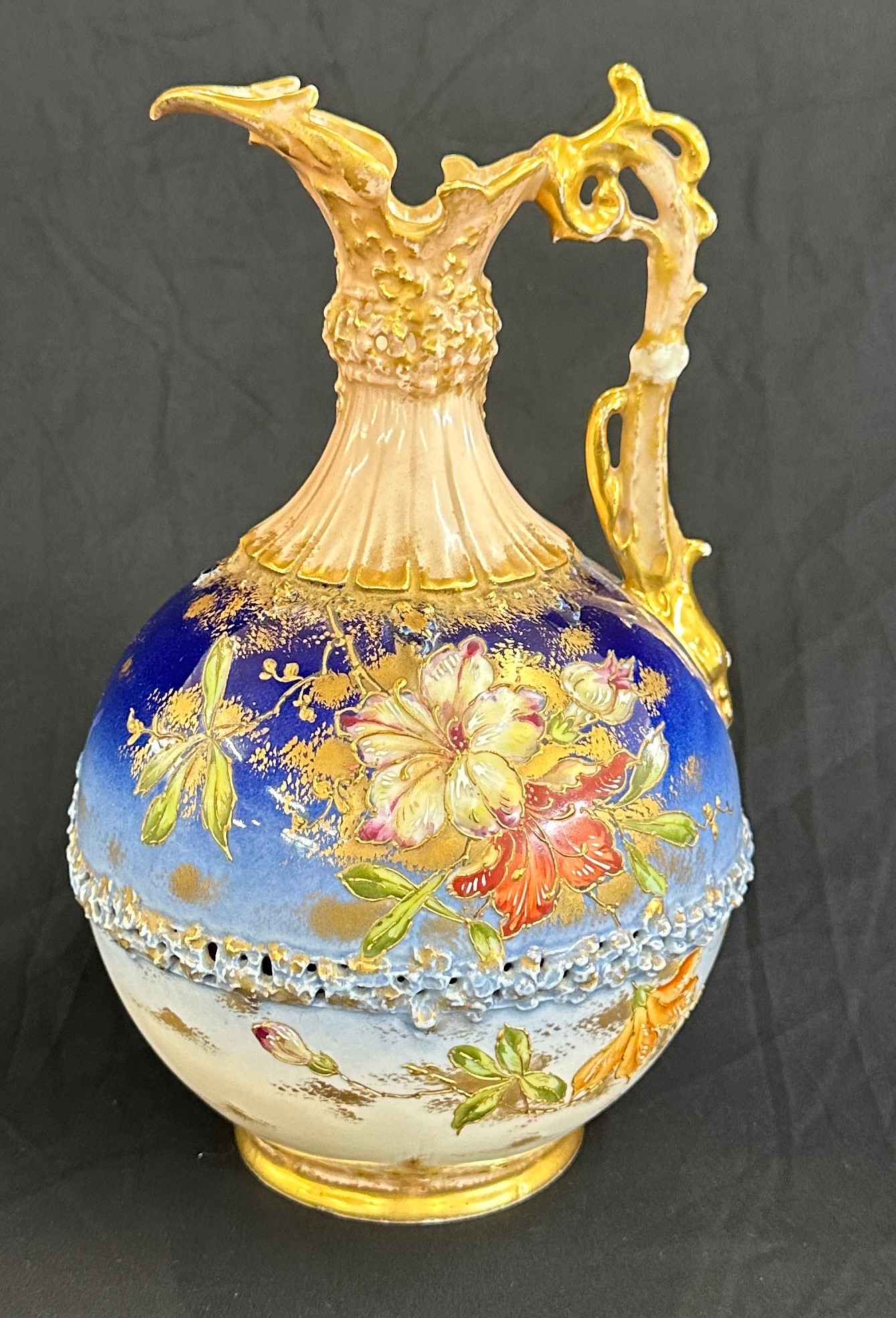 Wien Teplits hand painted jug height 9.5 inches tall