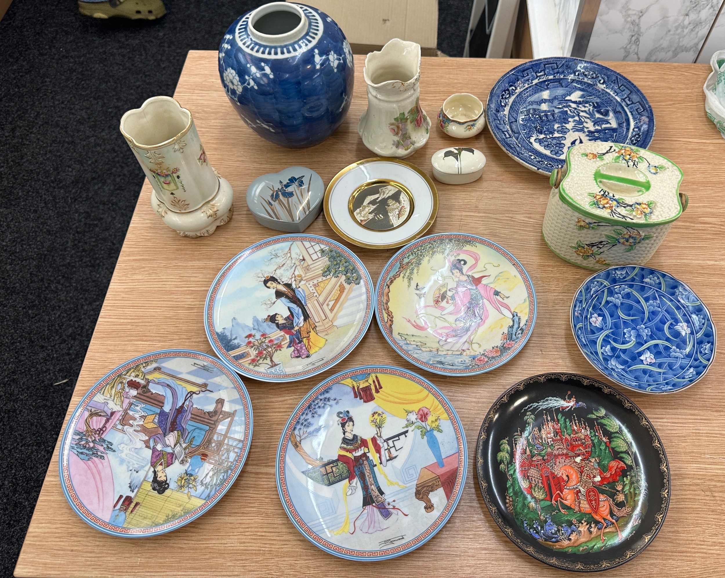 Selection of vintage and later pottery oriental pottery and some others