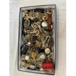 Box of assorted vintage costume jewellery