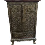 Oriental inalid 2 door 1 drawer cabinet measures approx 40 inches tall by 22 inches wide